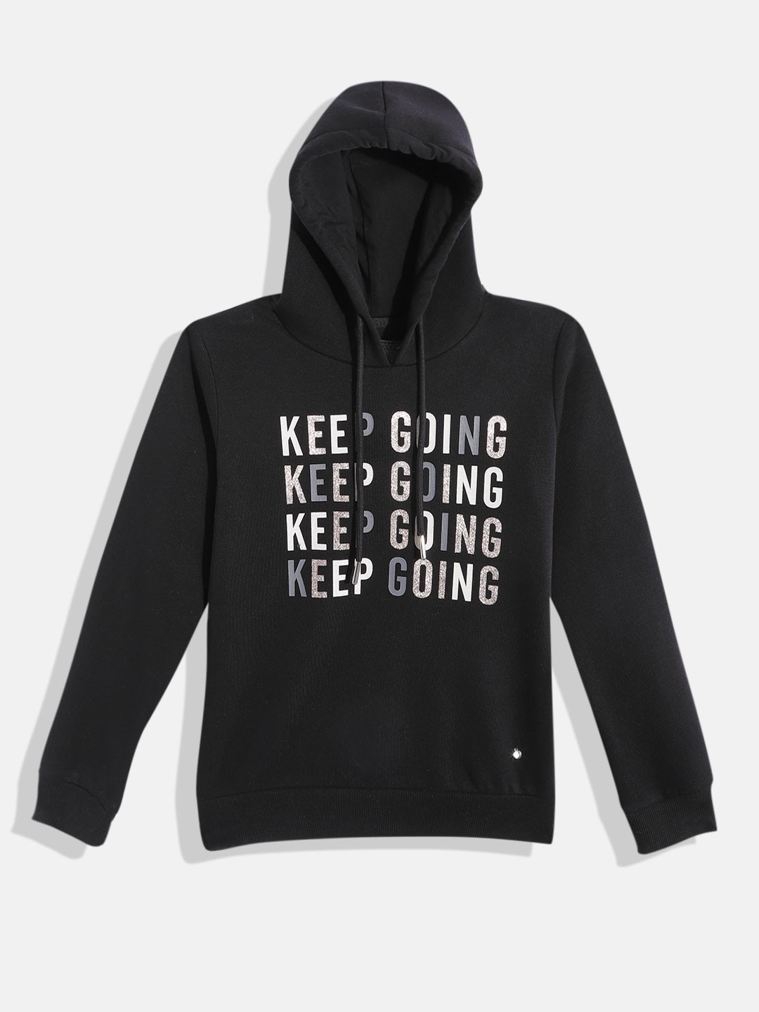 

Monte Carlo Girls Black Typography Printed Hooded Sweatshirt