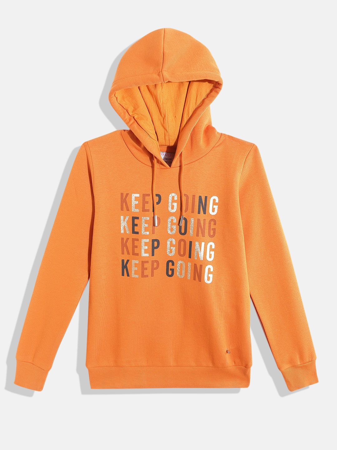 

Monte Carlo Girls Orange Typography Printed Hooded Sweatshirt