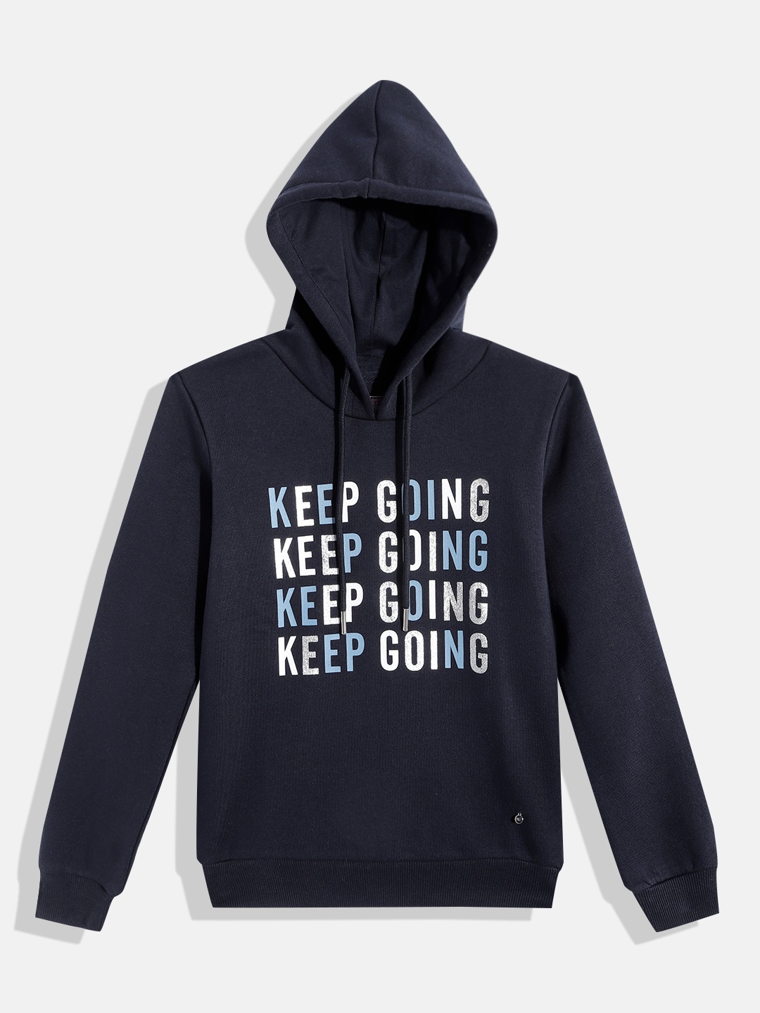 

Monte Carlo Girls Navy Blue Typography Printed Hooded Sweatshirt