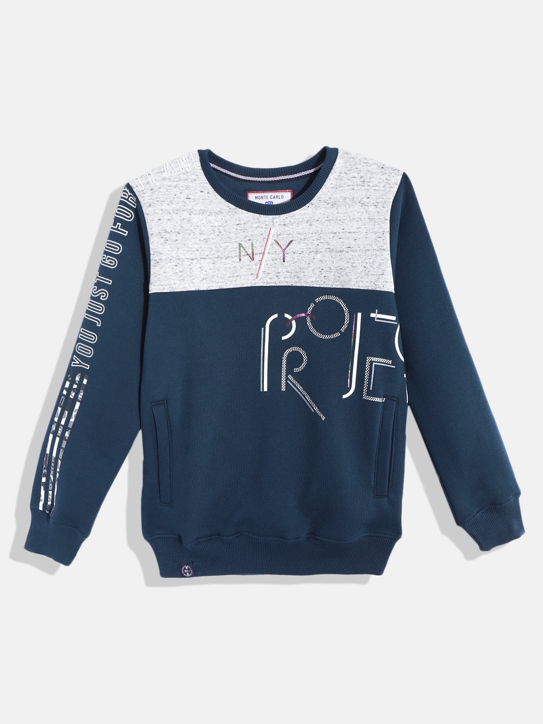 

Monte Carlo Boys Navy Blue & Grey Colourblocked Sweatshirt