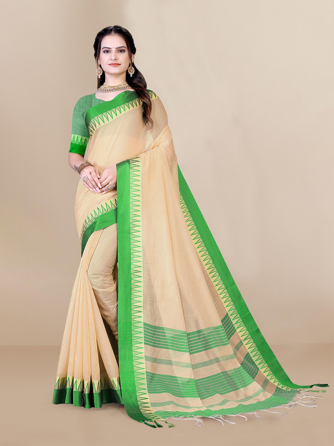 

VAIRAGEE Silk Cotton Saree, Green