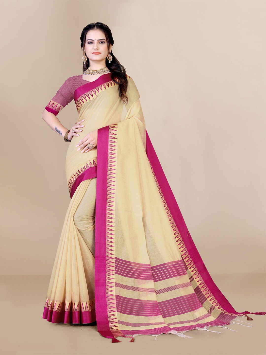 

VAIRAGEE Silk Cotton Saree, Pink