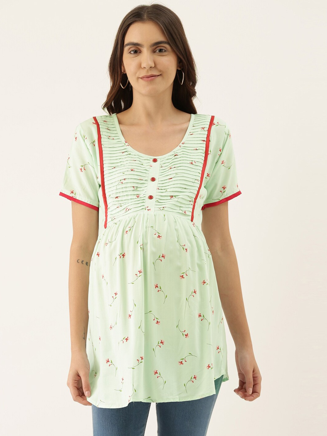 

GOLDSTROMS Women Floral printed Maternity Tunic, Green