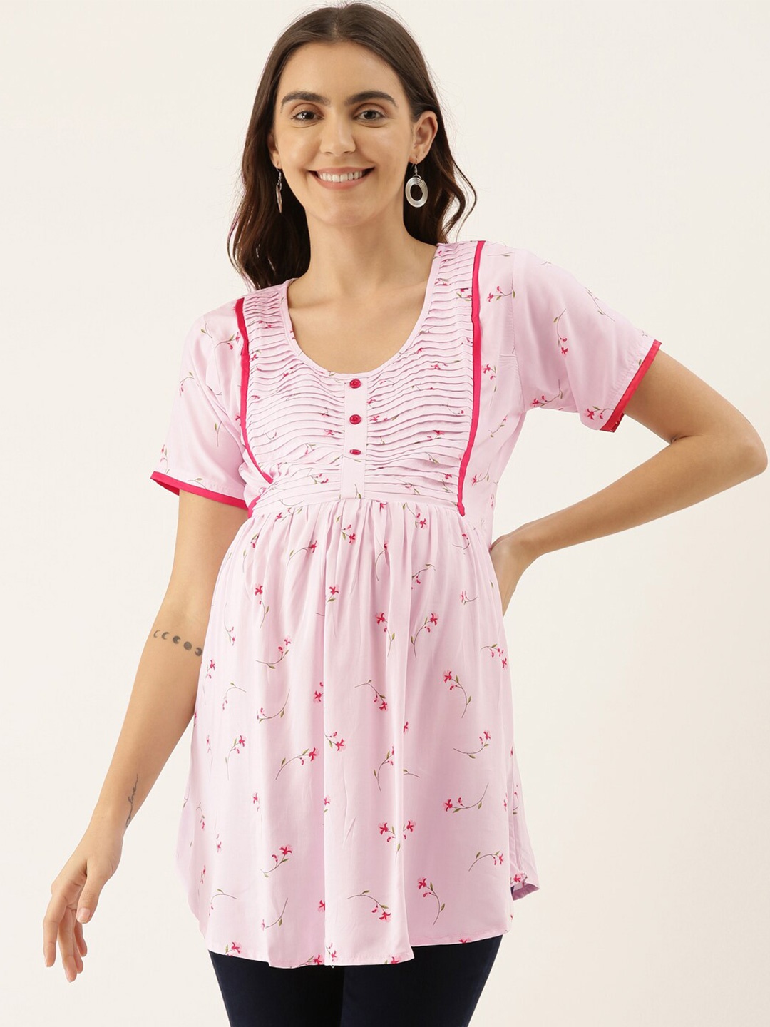 

GOLDSTROMS Pink & Red Modal Printed Tunic