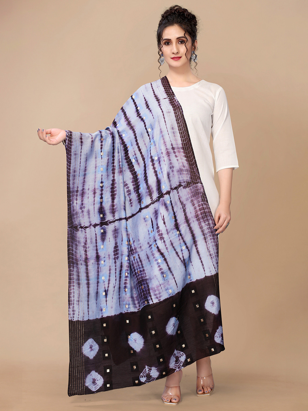 

Fashion FRICKS Dyed Bandhani Dupatta, Grey