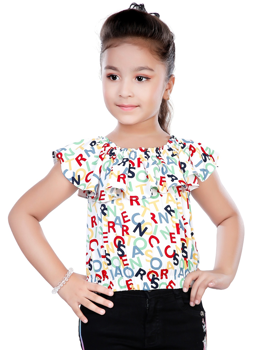 

Hunny Bunny Girls Typography Printed Top, White