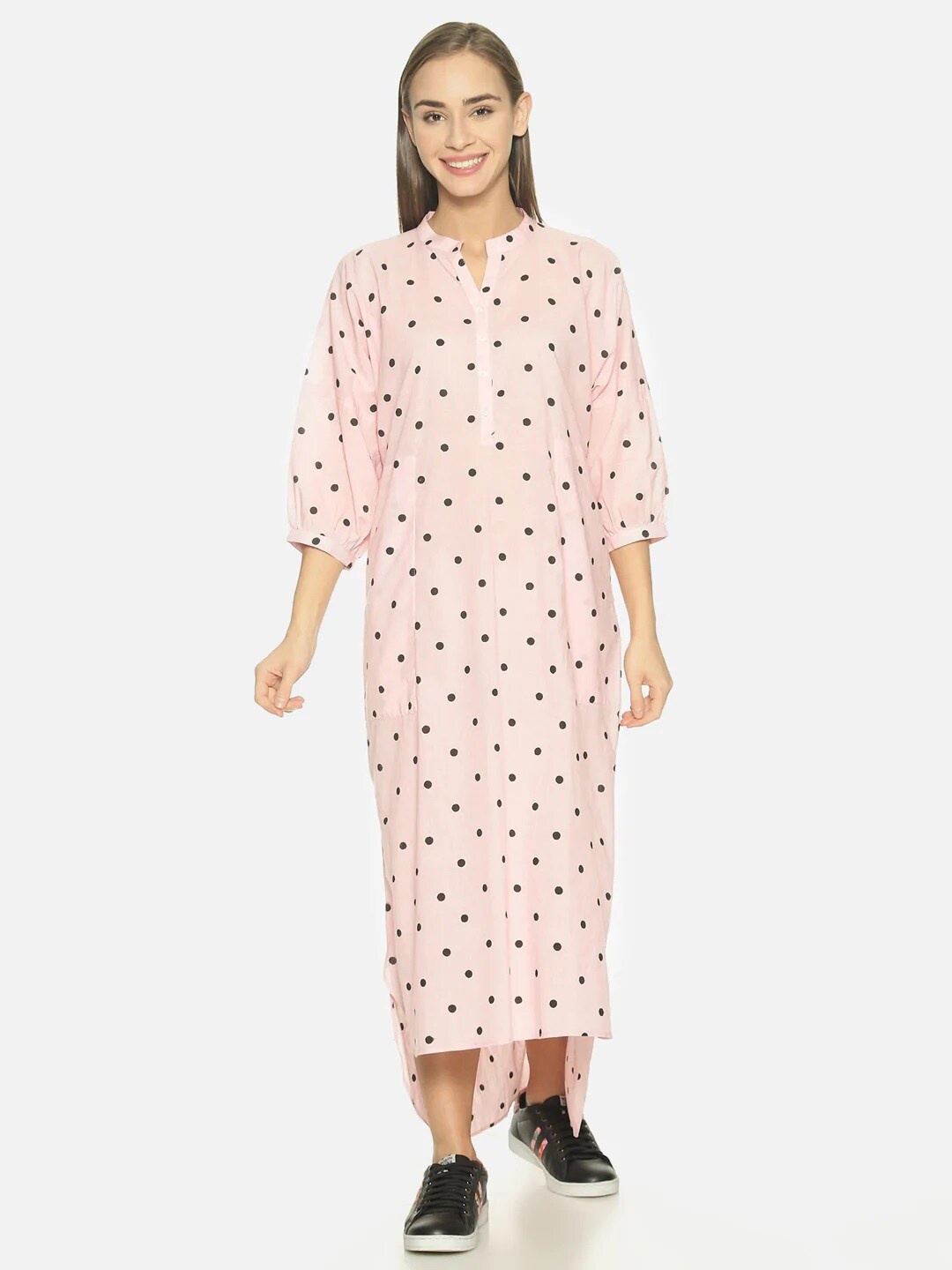 

NANGALIA RUCHIRA Women Printed Cotton A-Line Maxi Dress, Pink