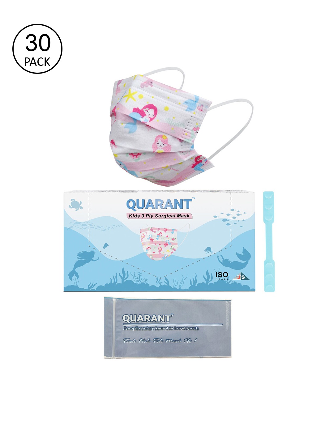 

QUARANT Pack Of 30 Printed 3 Ply Surgical Masks, White