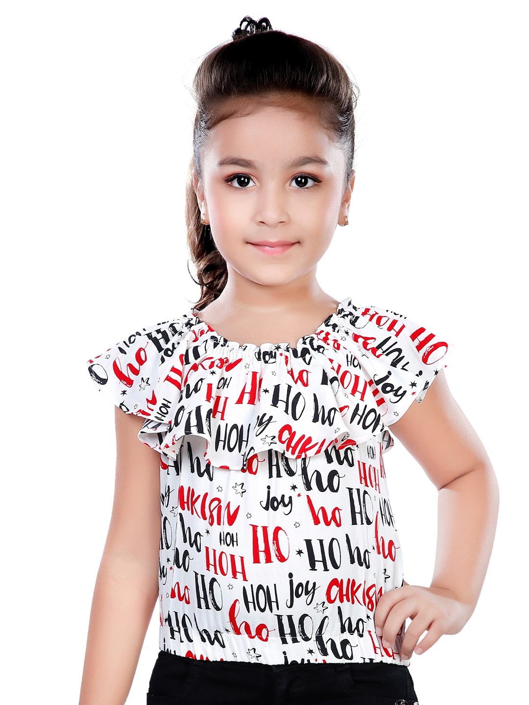 

Hunny Bunny Girls Typography Printed Top, Red