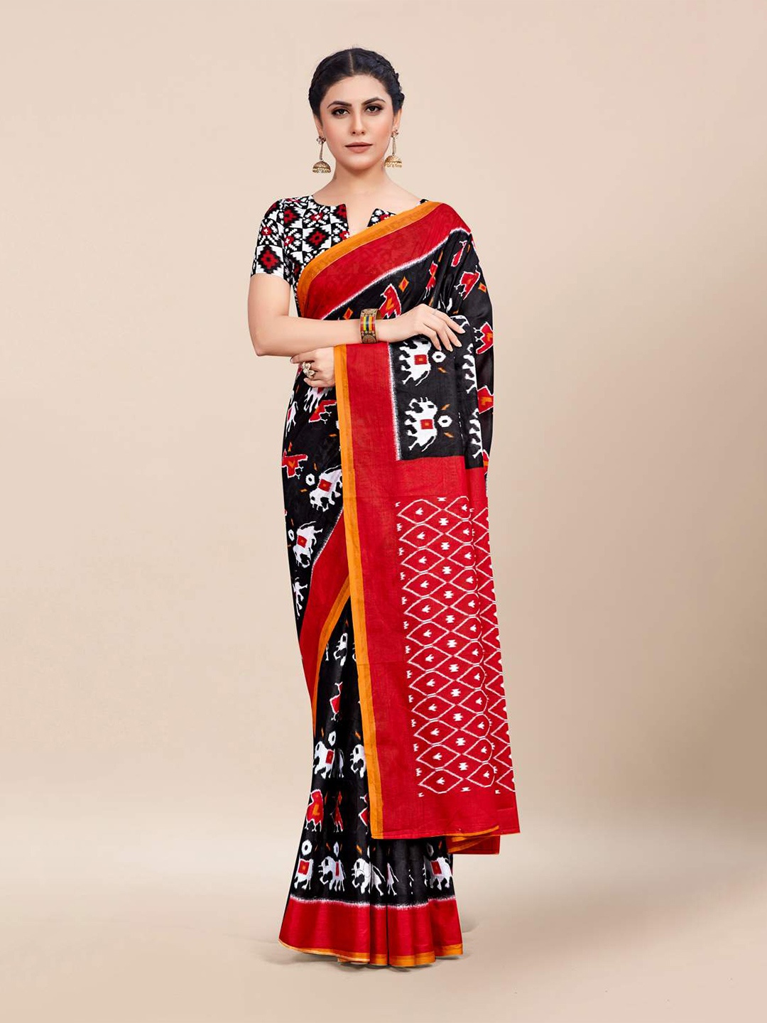 

KARAGIRI Ethnic Motifs Gadwal Saree, Black