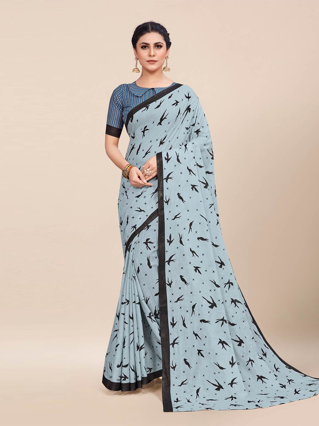 

KARAGIRI Ethnic Motifs Silk Blend Banarasi Saree, Blue