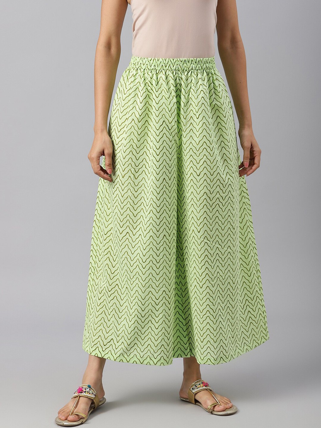 

SHRINKHLA Women Green Printed Ethnic Palazzos