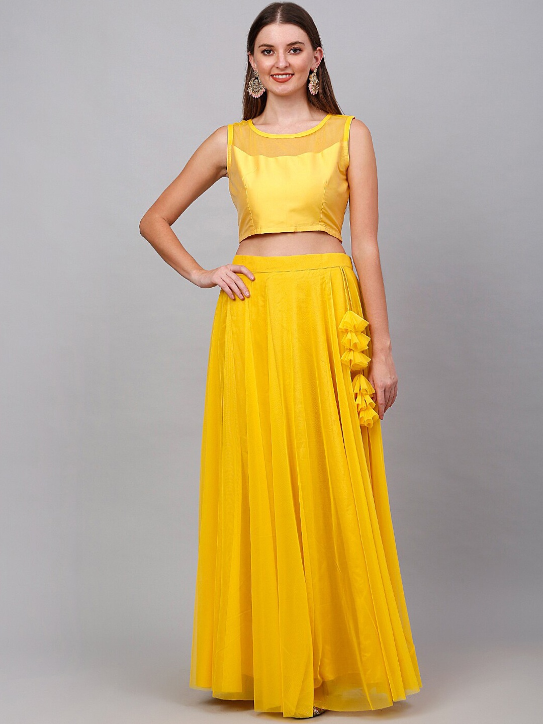 

NEUDIS Women Solid Ready to Wear Lehenga Choli, Yellow