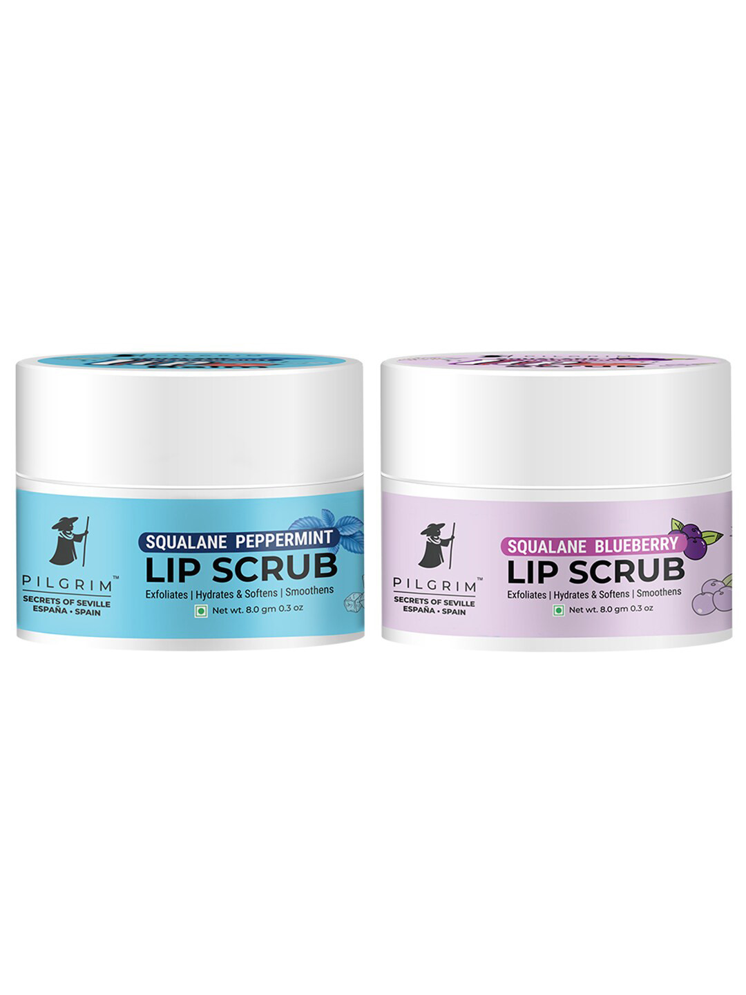 

Pilgrim Lip Scrub Duo - Gentle Exfoliator for Dry & Chapped Lips to Hydrated & Soft Lips, Blue