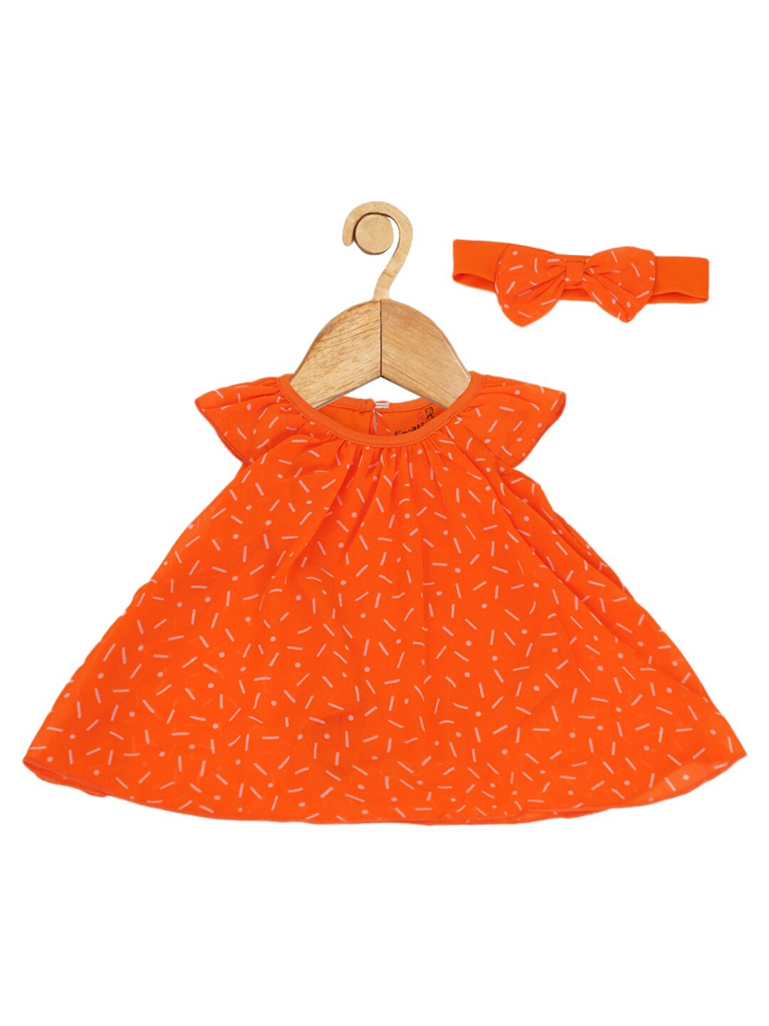 

Creative Kids Girls Geometric Printed A-Line Dress, Orange