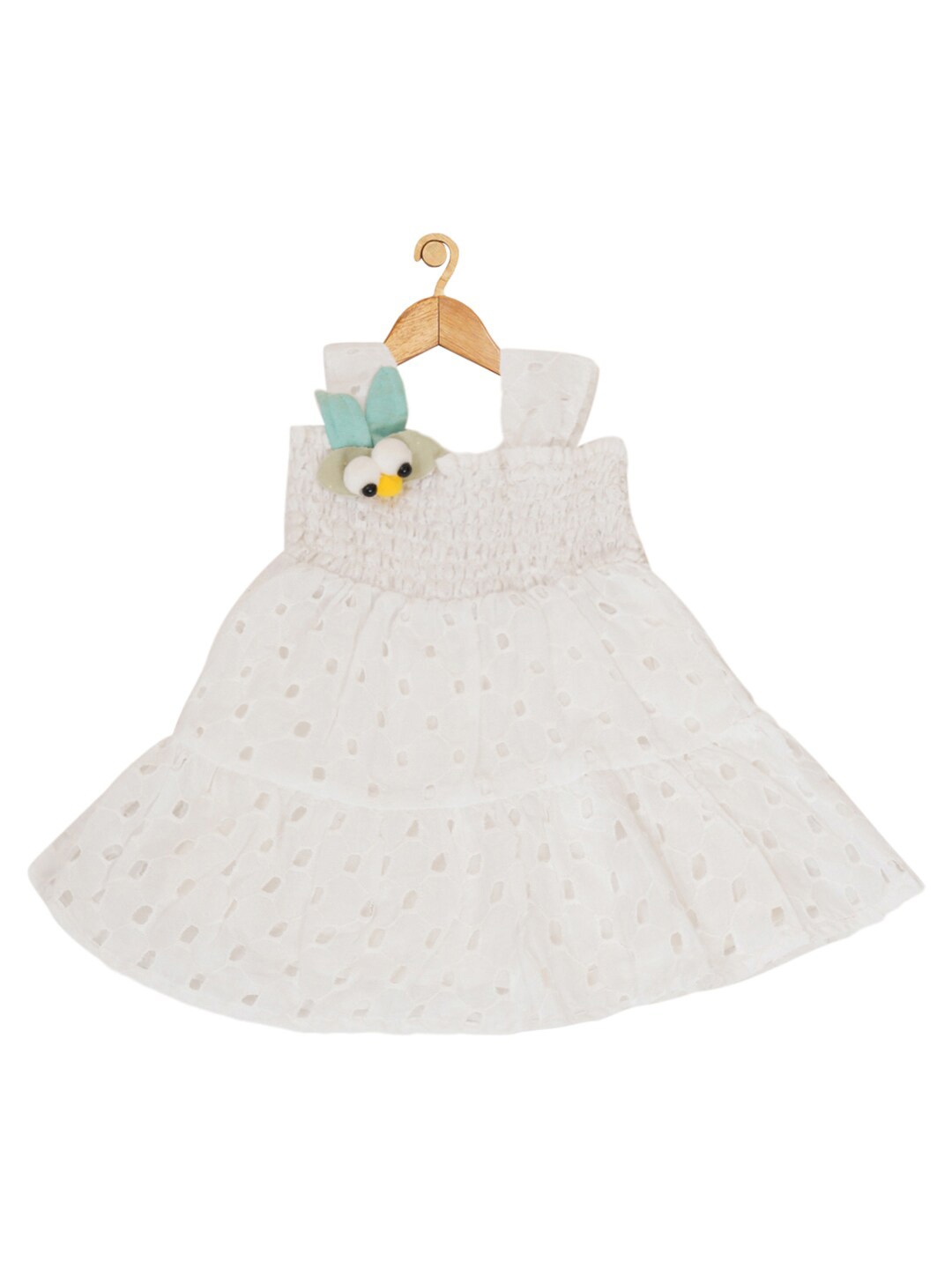 

Creative Kids Girls Smocked Cotton Fit & Flare Dress, White