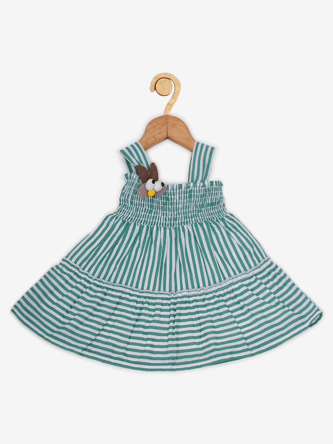

Creative Kids Girls Striped Smocked Cotton Fit & Flare Dress, Green