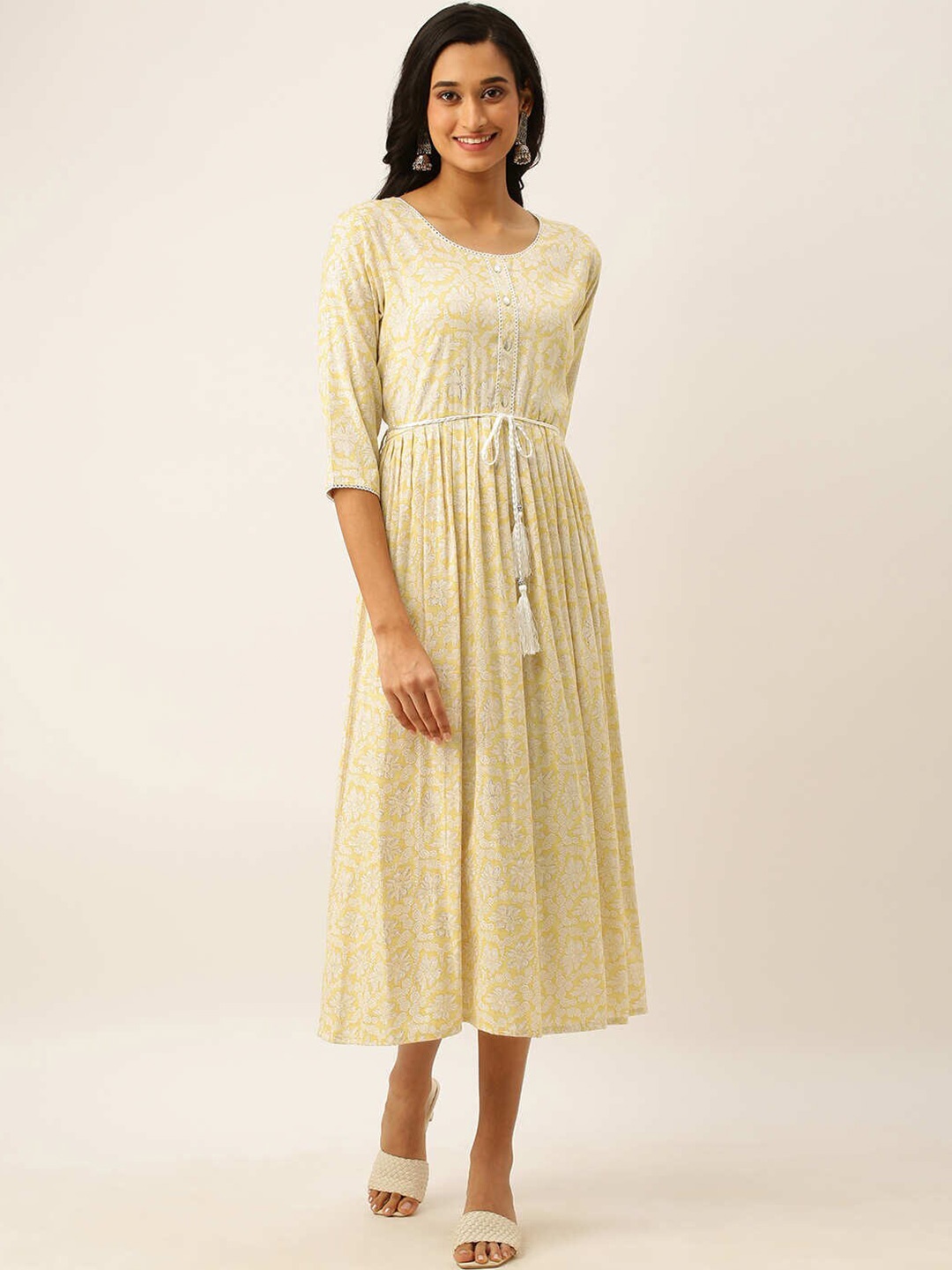 

ZOLA Women Floral Printed Midi Dress, Yellow