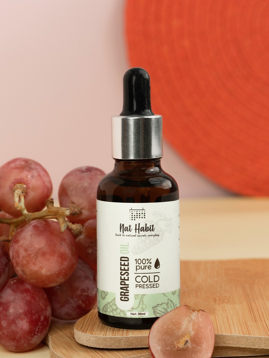 

Nat Habit 100% Pure Cold Pressed Grapeseed Body Oil for Dark Spot Treatment - 30 ml, Green
