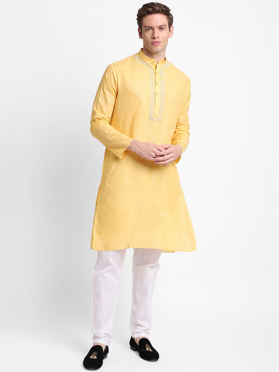 

DEVOILER Men Yellow Kurta