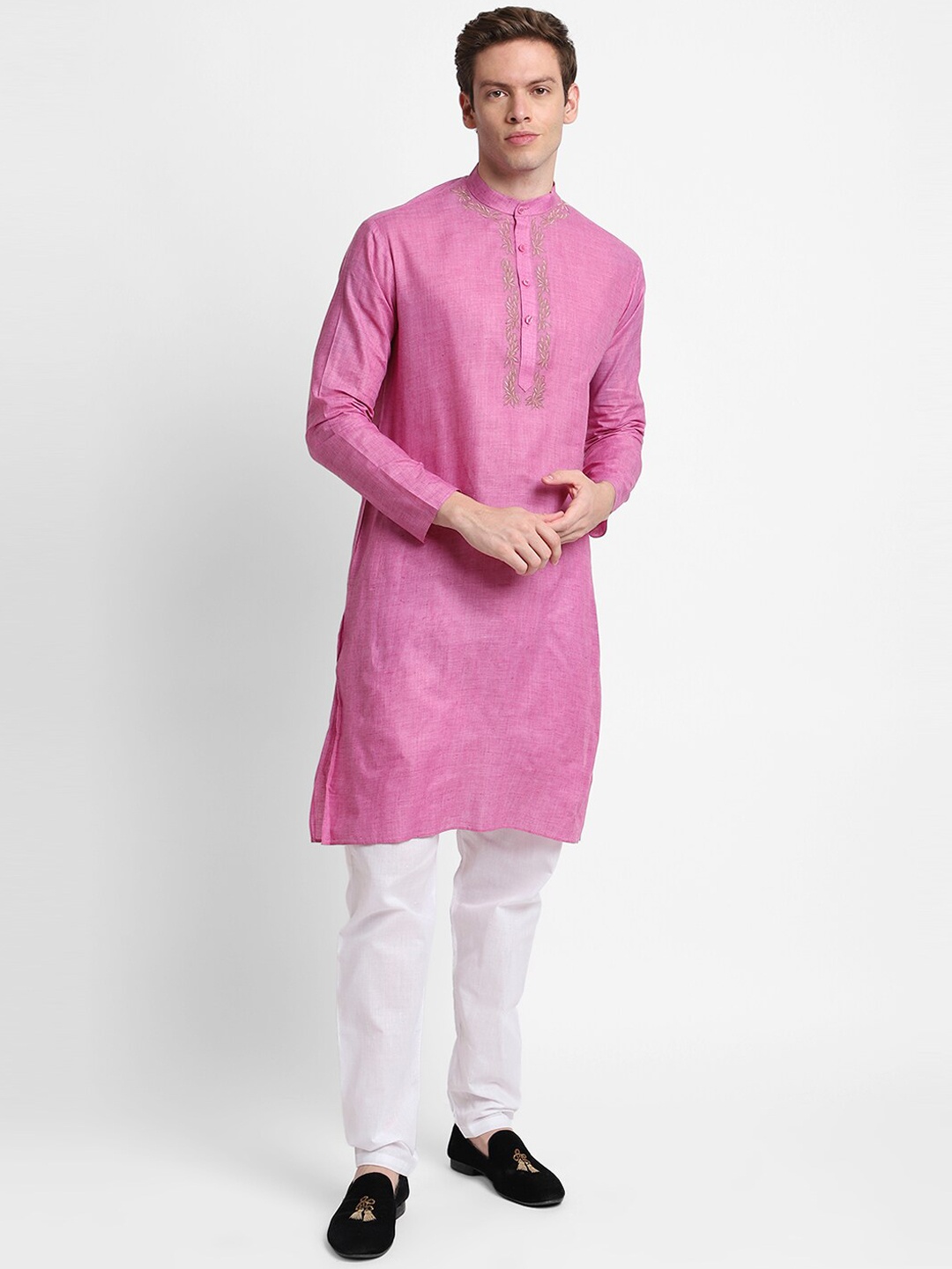 

DEVOILER Men Pink Kurta