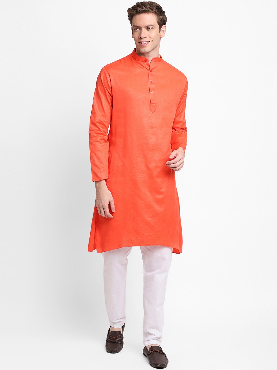 

DEVOILER Men Peach-Coloured Kurta