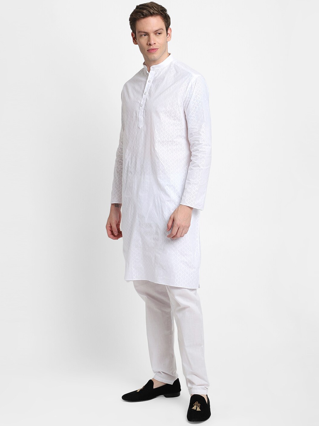 

DEVOILER Men White Kurta