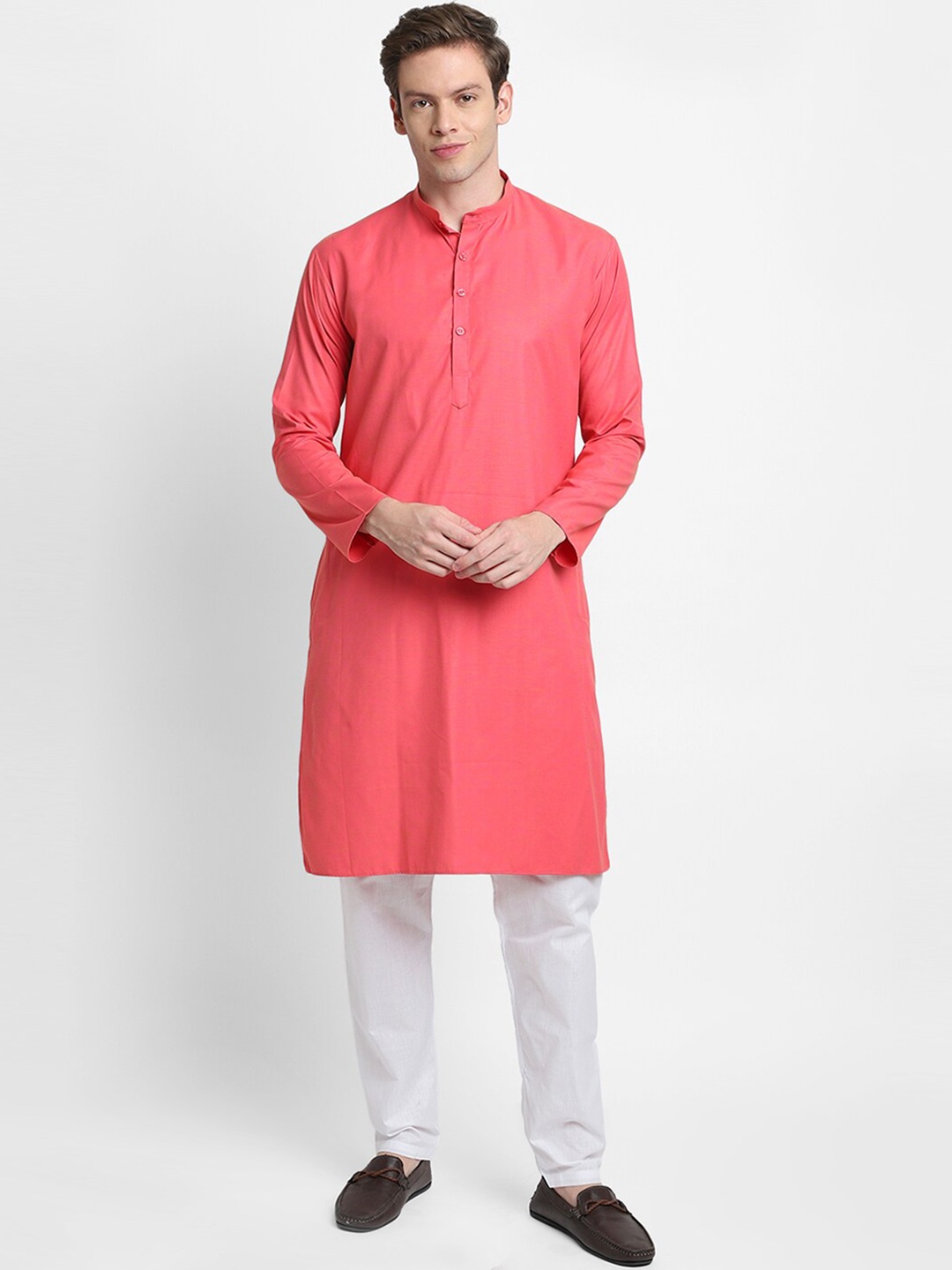 

DEVOILER Men Red Kurta