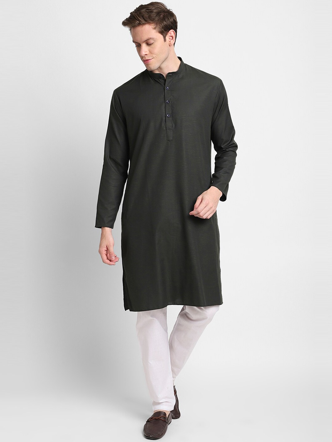 

DEVOILER Men Black Kurta