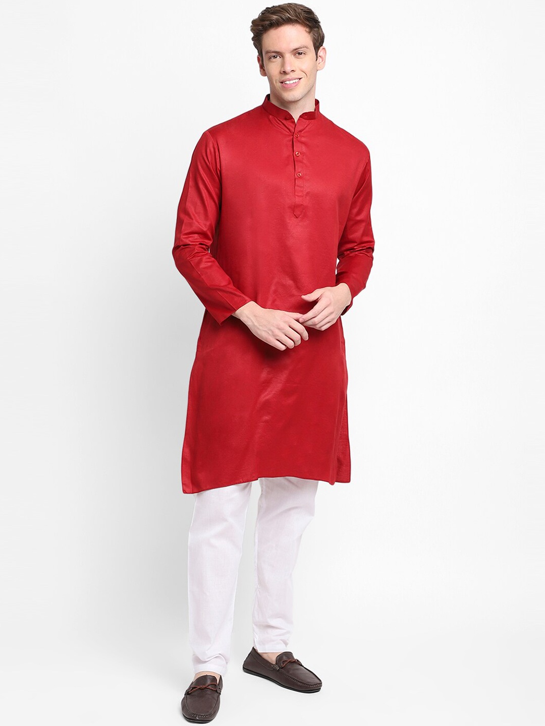 

DEVOILER Men Maroon Kurta