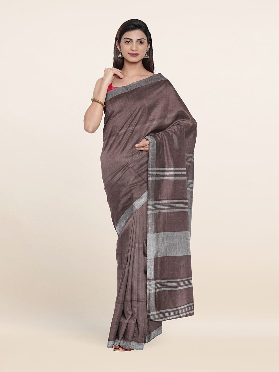 

Pothys Zari Linen Blend Saree, Mauve