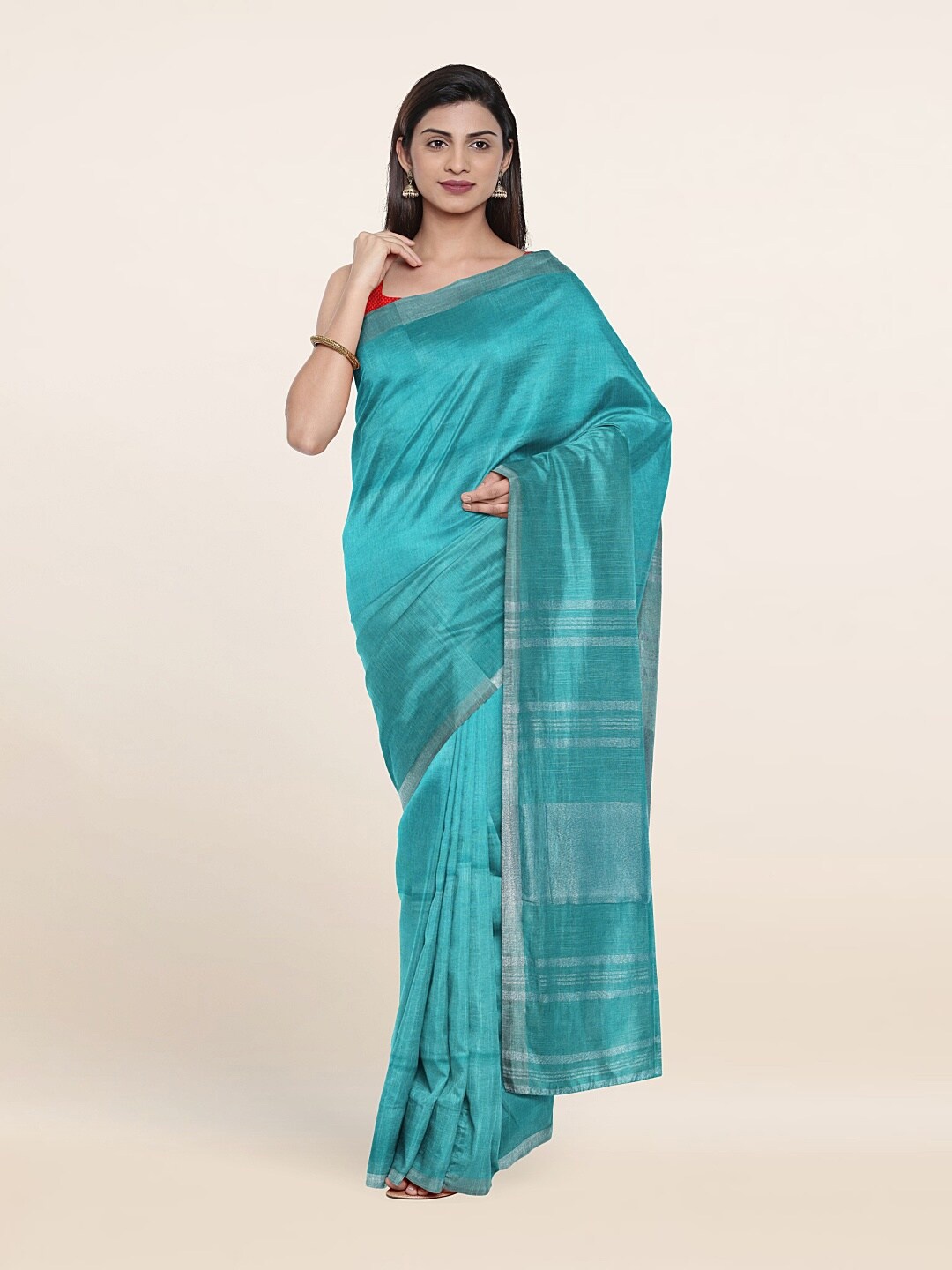 

Pothys Linen Blend Saree, Blue