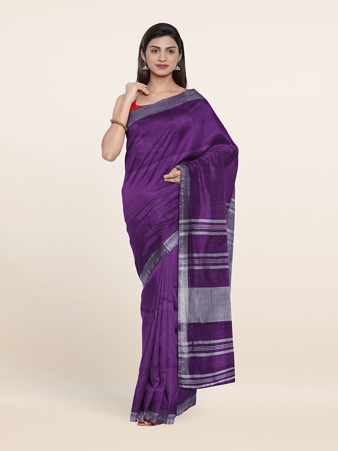 

Pothys Zari Linen Blend Saree, Violet
