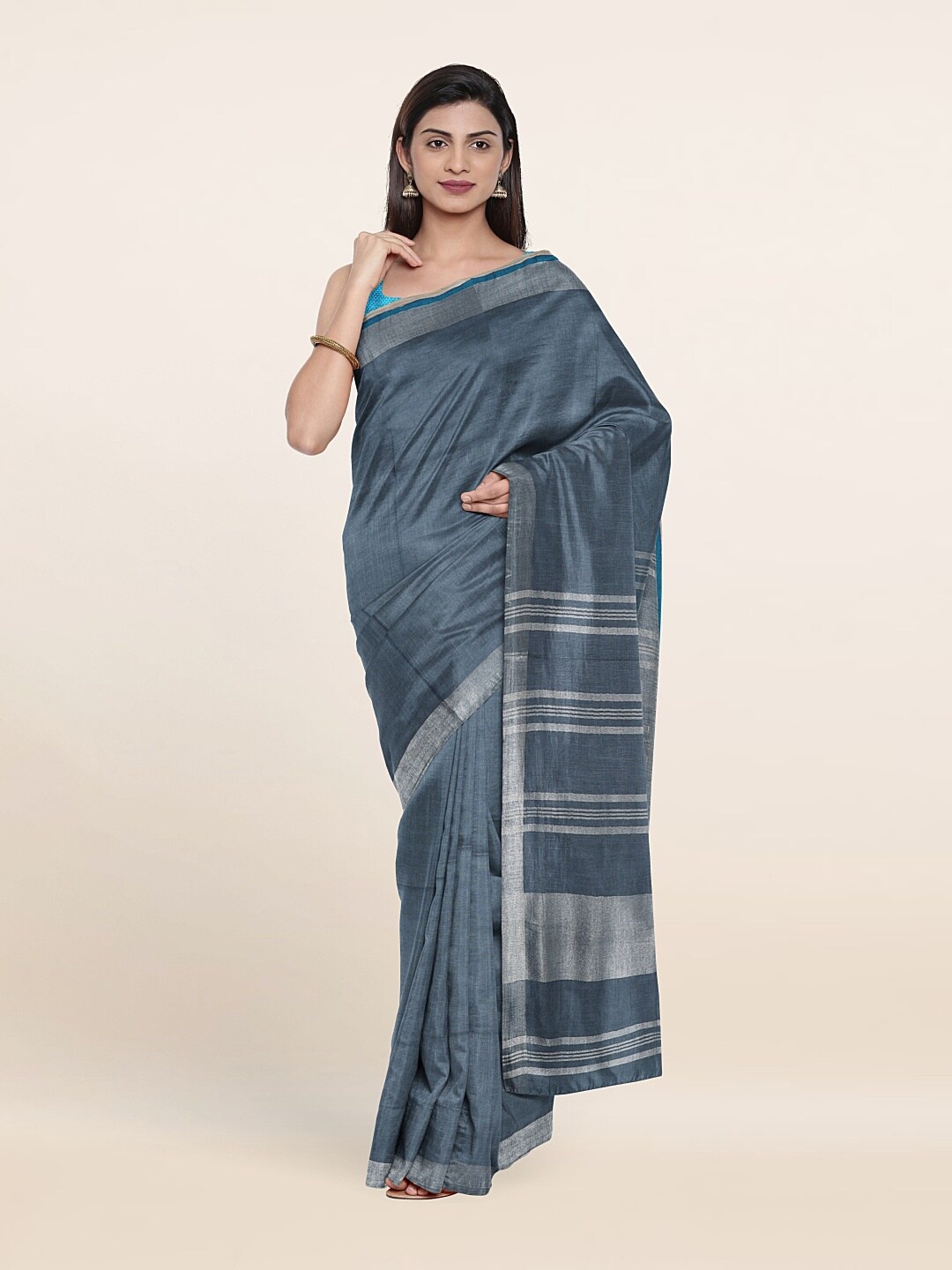 

Pothys Linen Blend Saree, Grey