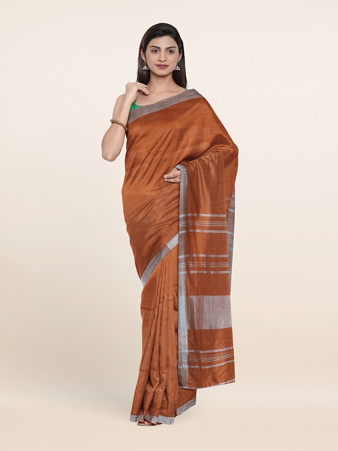 

Pothys Linen Blend Saree, Orange