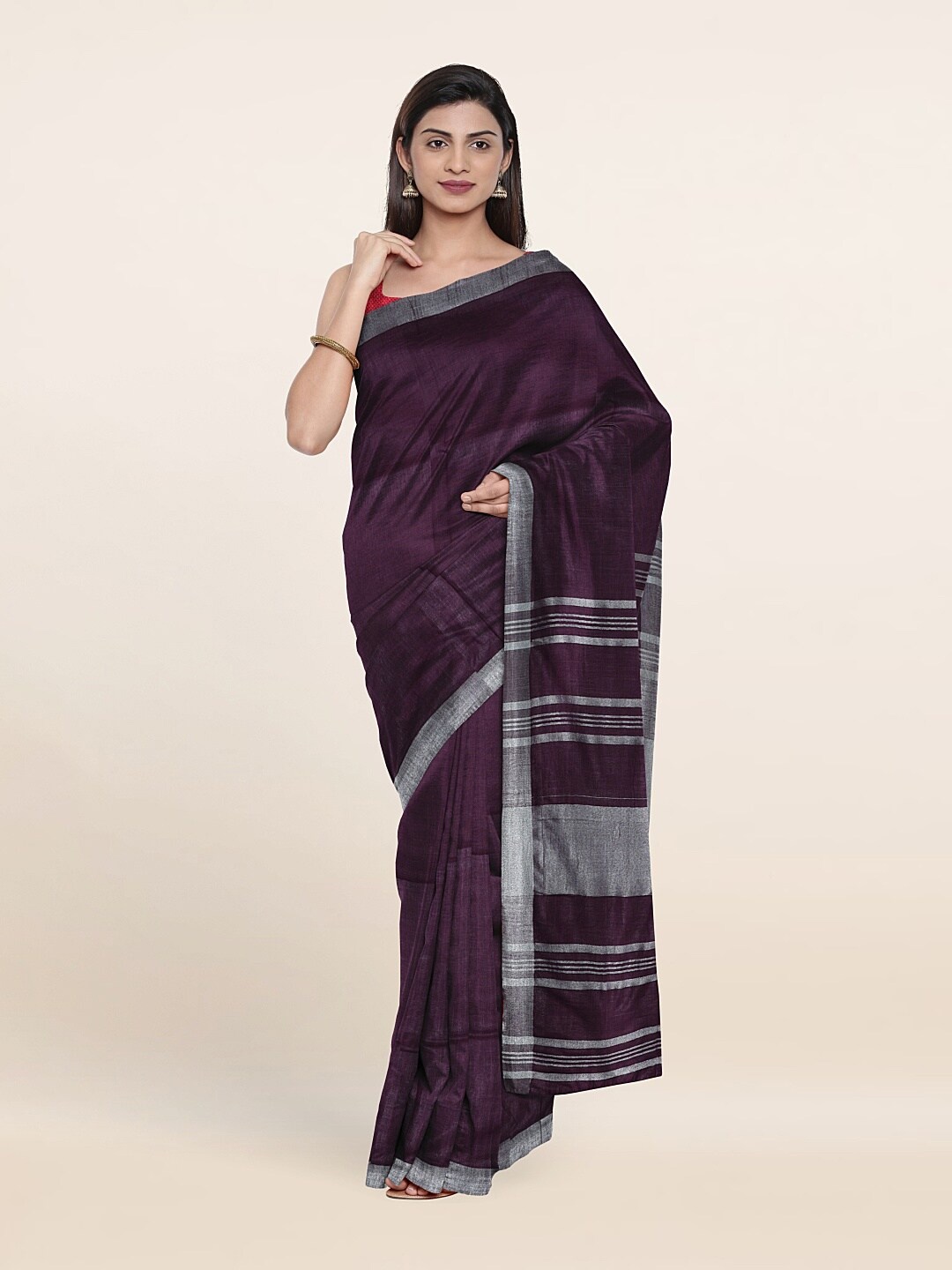 

Pothys Zari Linen Blend Saree, Violet