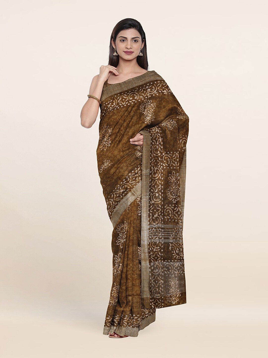 

Pothys Ethnic Motifs Zari Jute Cotton Saree, Green
