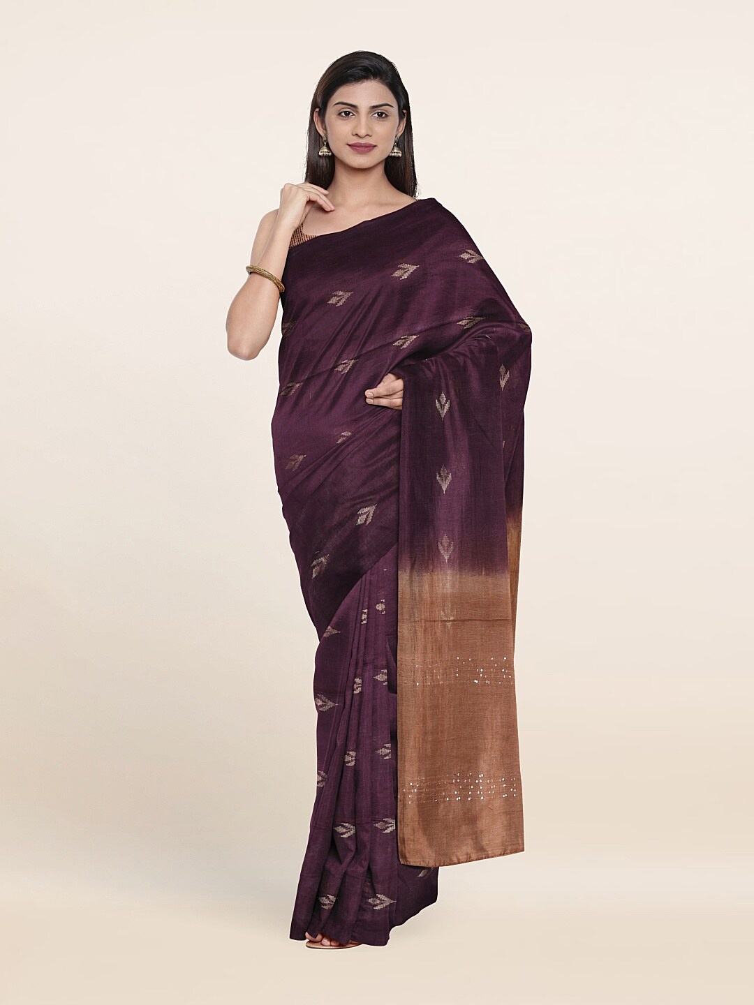 

Pothys Printed Woven Design Zari Linen Blend Saree, Purple