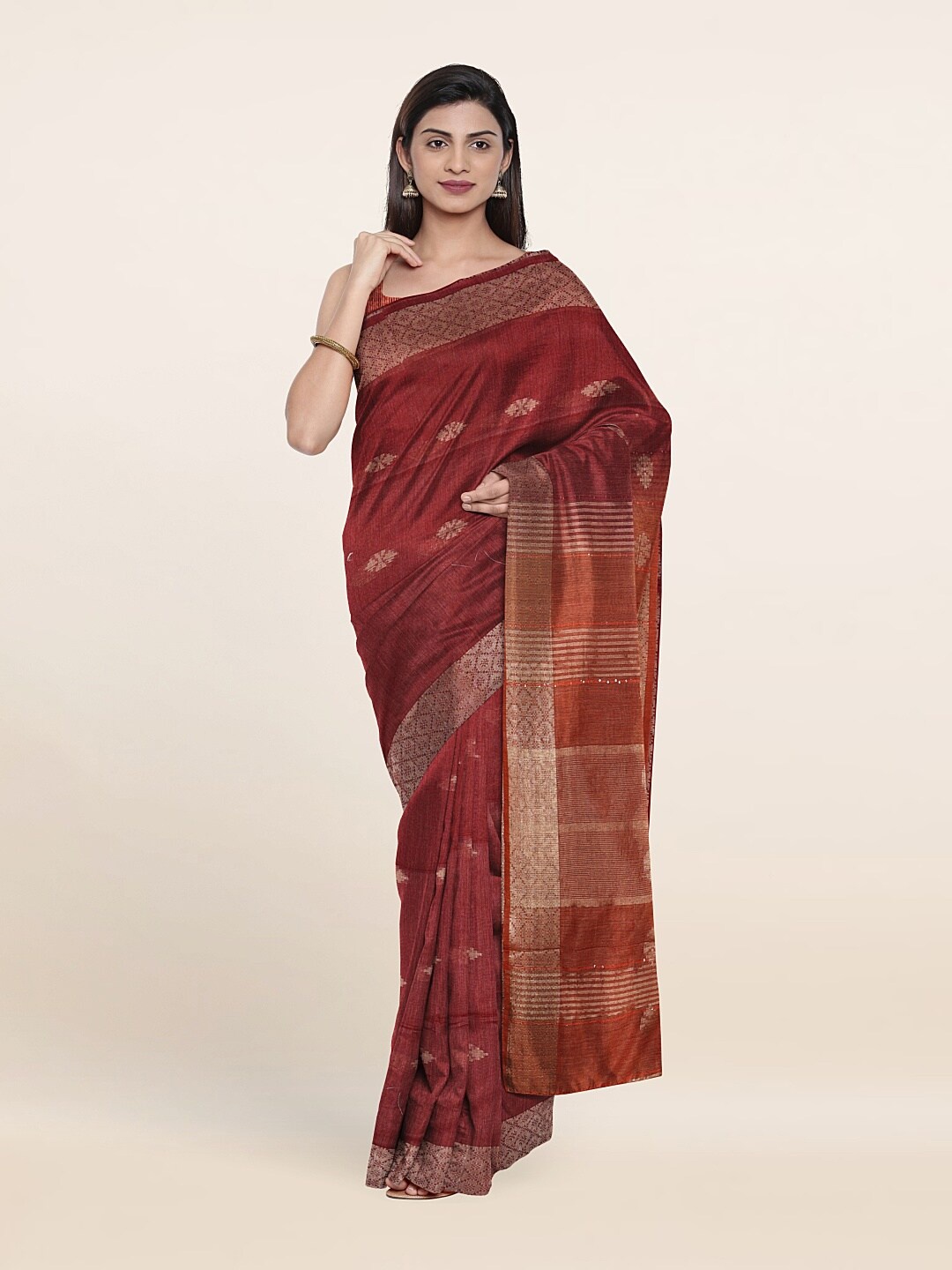 

Pothys Printed Woven Design Zari Jute Cotton Saree, Mauve