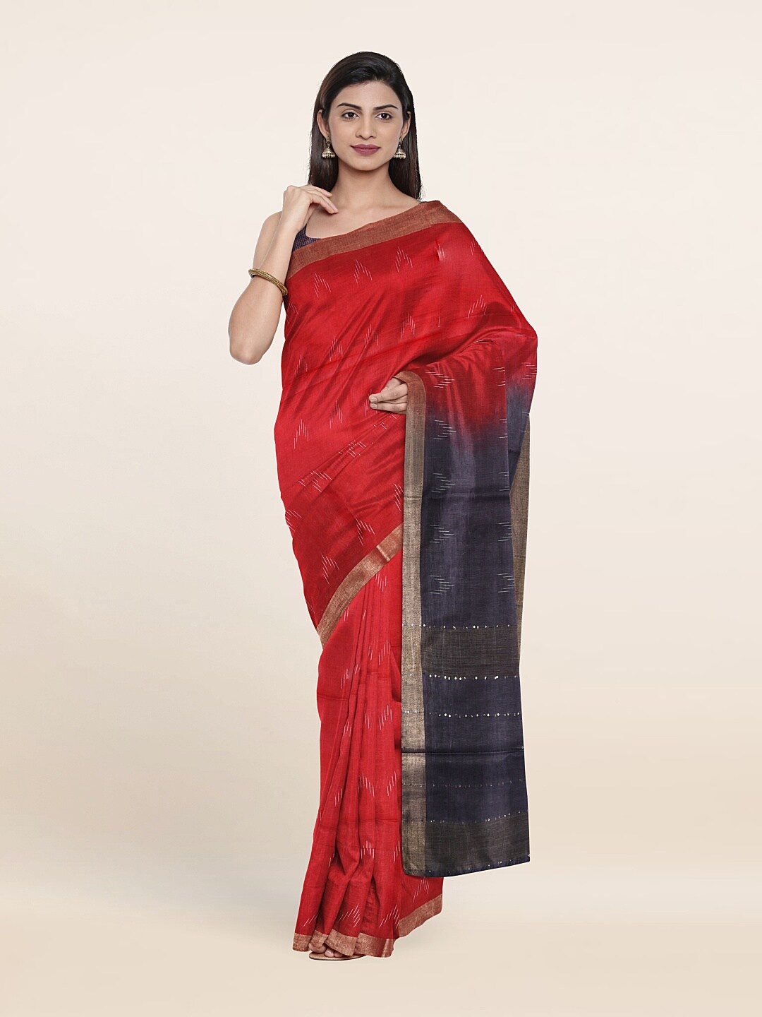 

Pothys Woven Design Zari Linen Blend Saree, Red