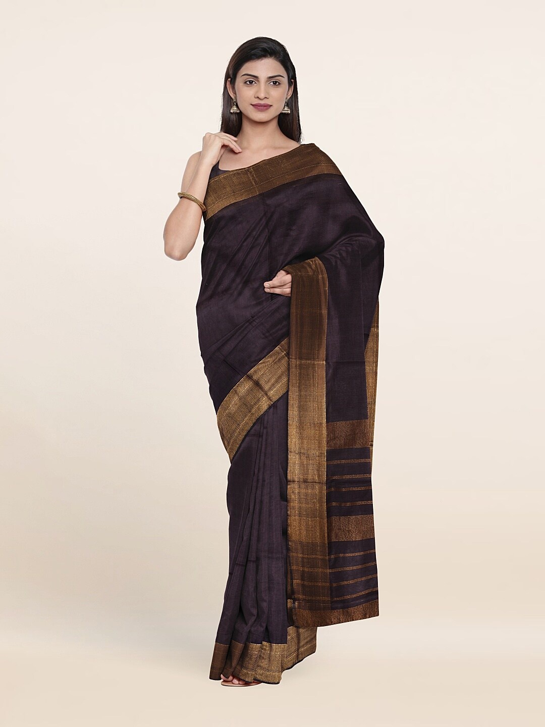 

Pothys Zari Linen Blend Saree, Purple