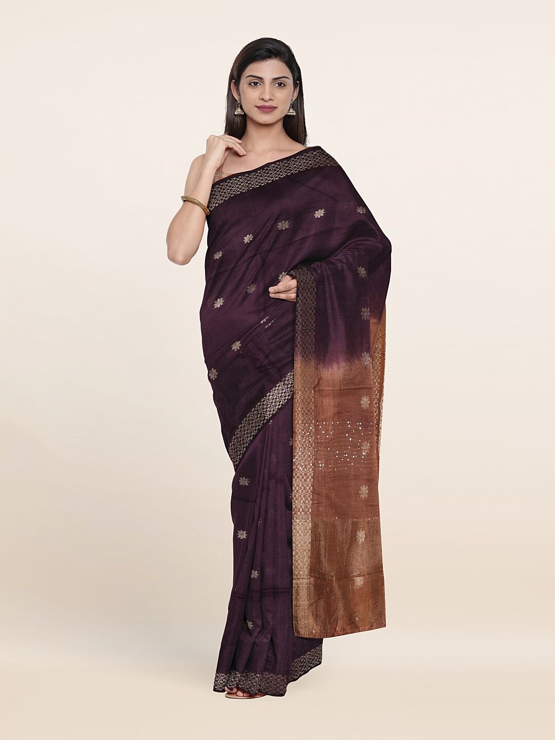 

Pothys Woven Design Zari Linen Blend Saree, Purple