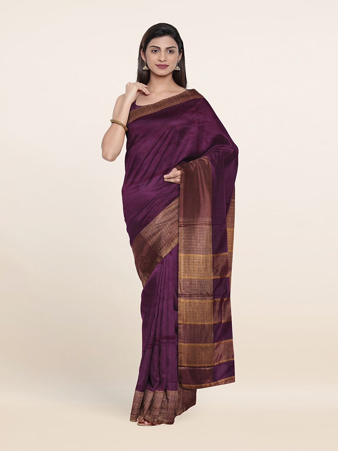 

Pothys Zari Linen Blend Saree, Purple