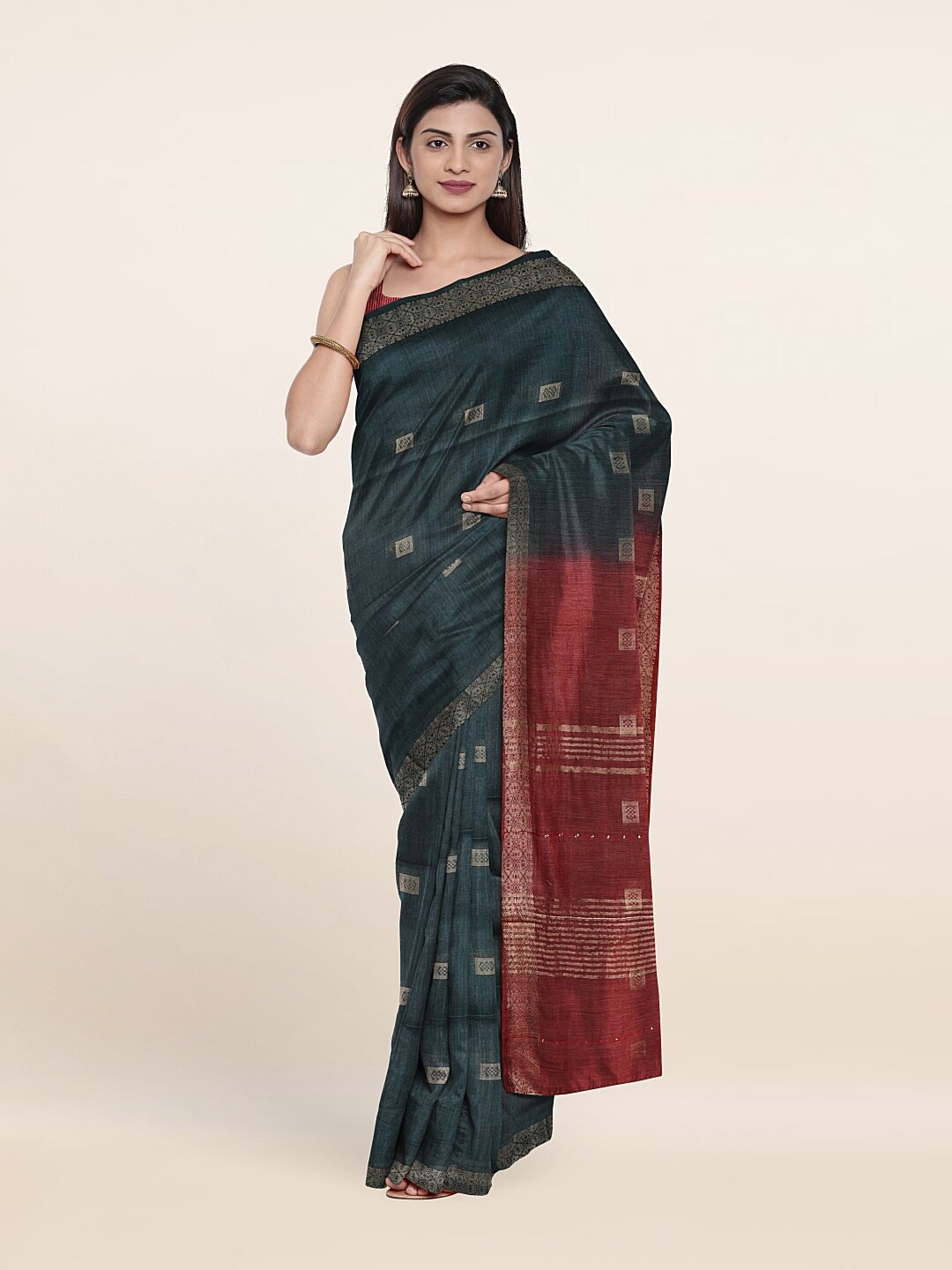 

Pothys Woven Design Cotton Saree, Green