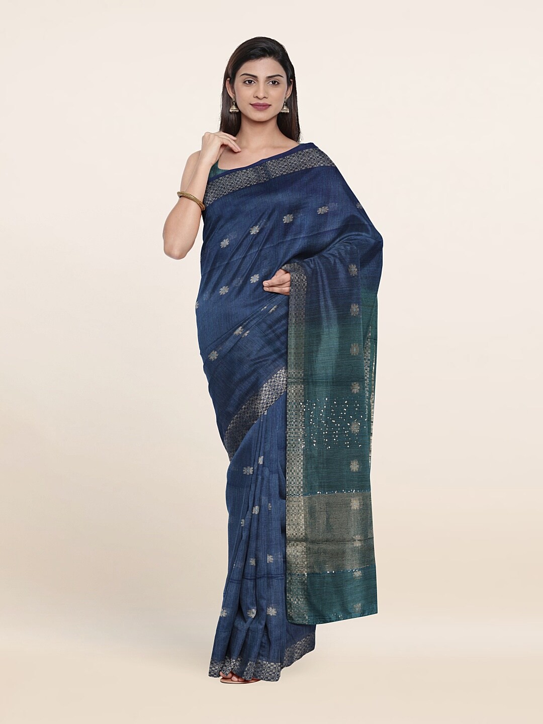 

Pothys Woven Design Zari Jute Cotton Saree, Blue