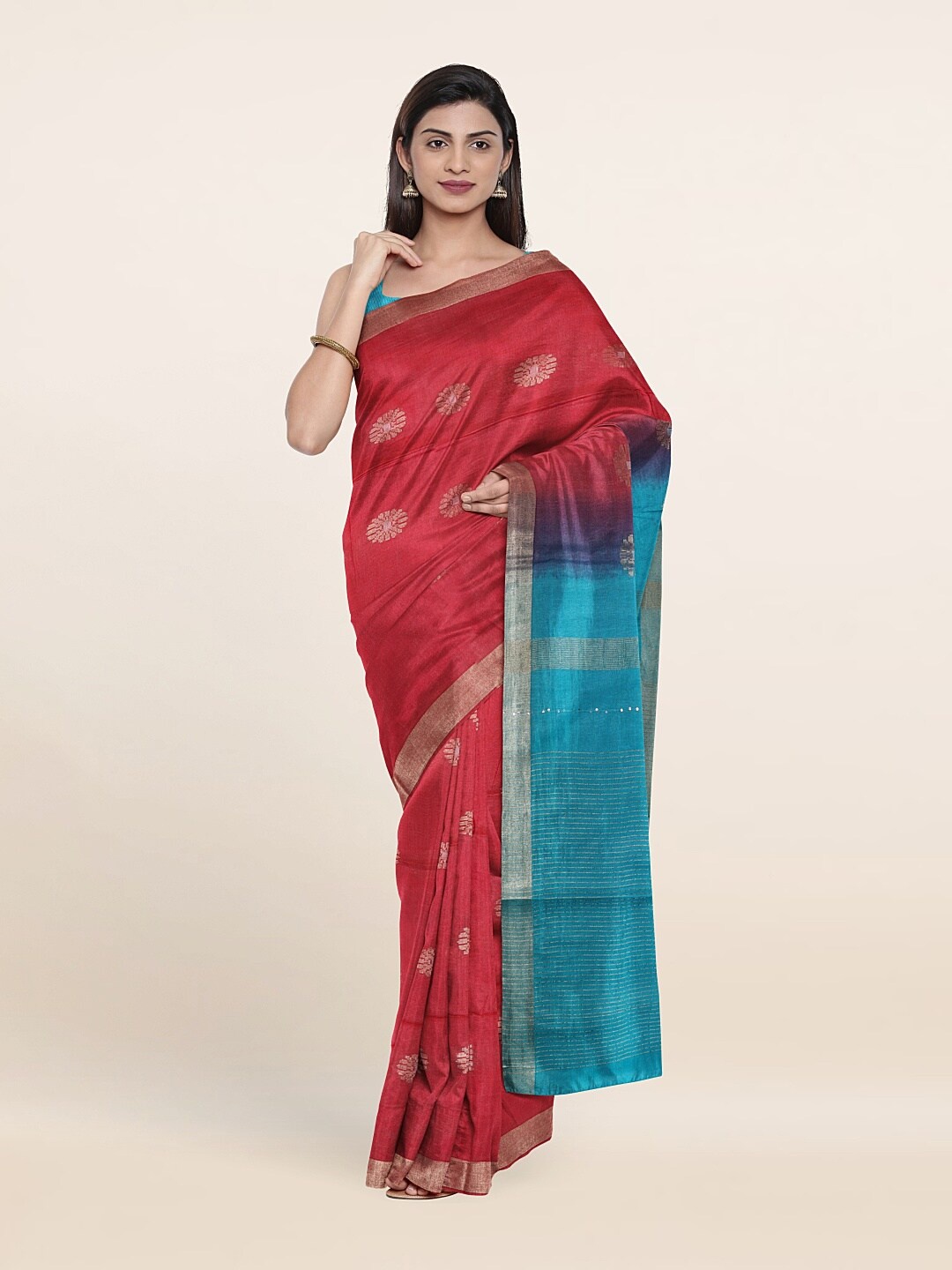 

Pothys Woven Design Zari Jute Cotton Saree, Pink