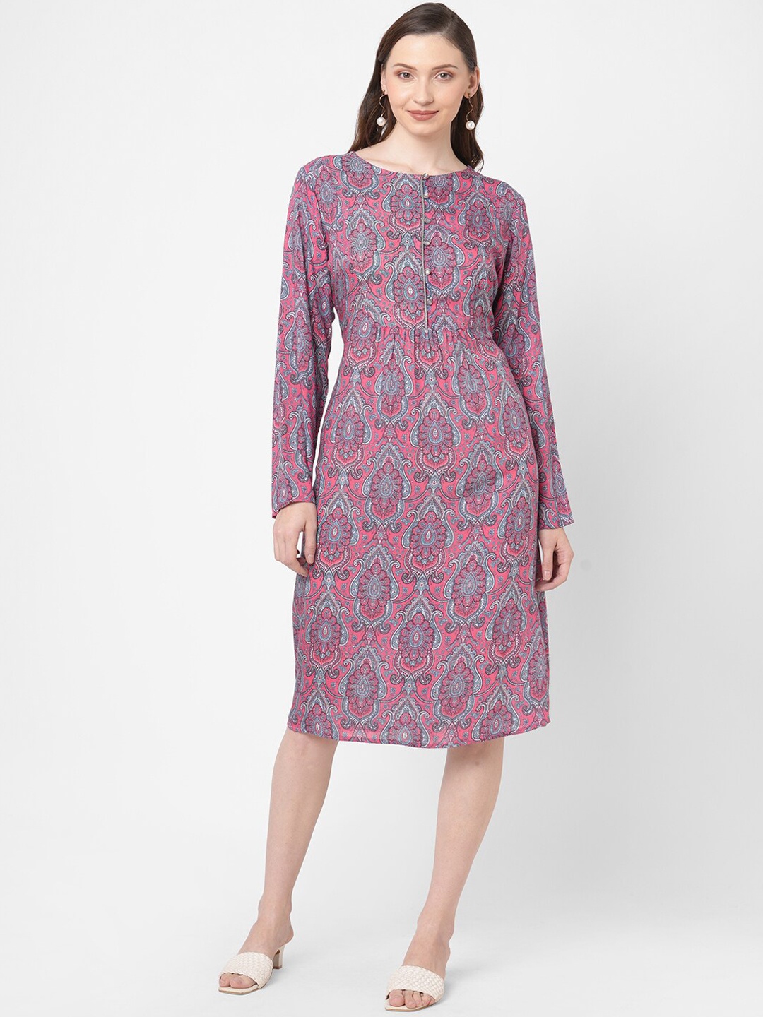

Cloth Haus India Women Ethnic Motifs Printed Kurta, Pink