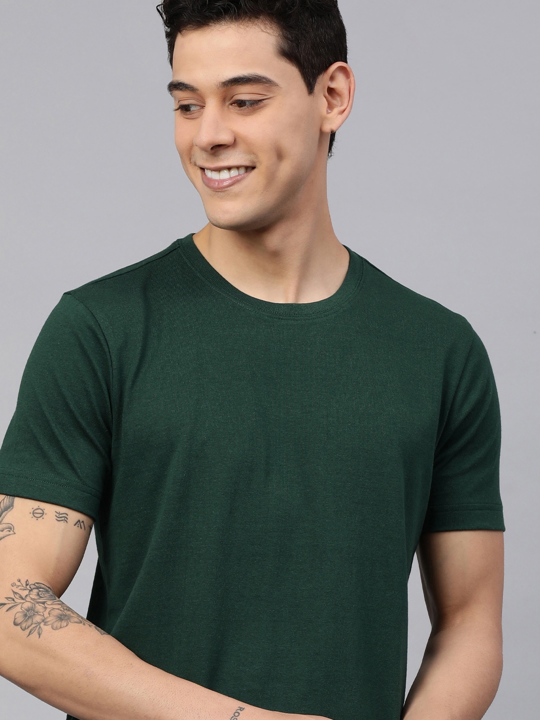 

Huetrap Men Short Sleeve Round Neck T-shirt, Green