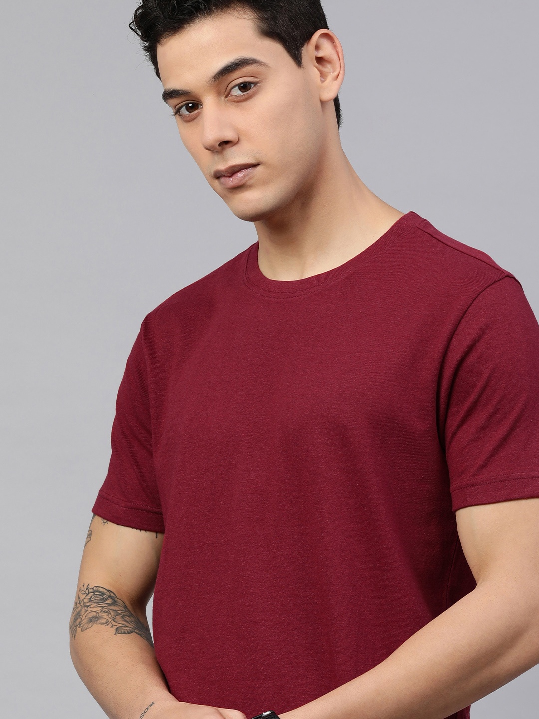 

Huetrap Men Short Sleeve Round Neck T-shirt, Red