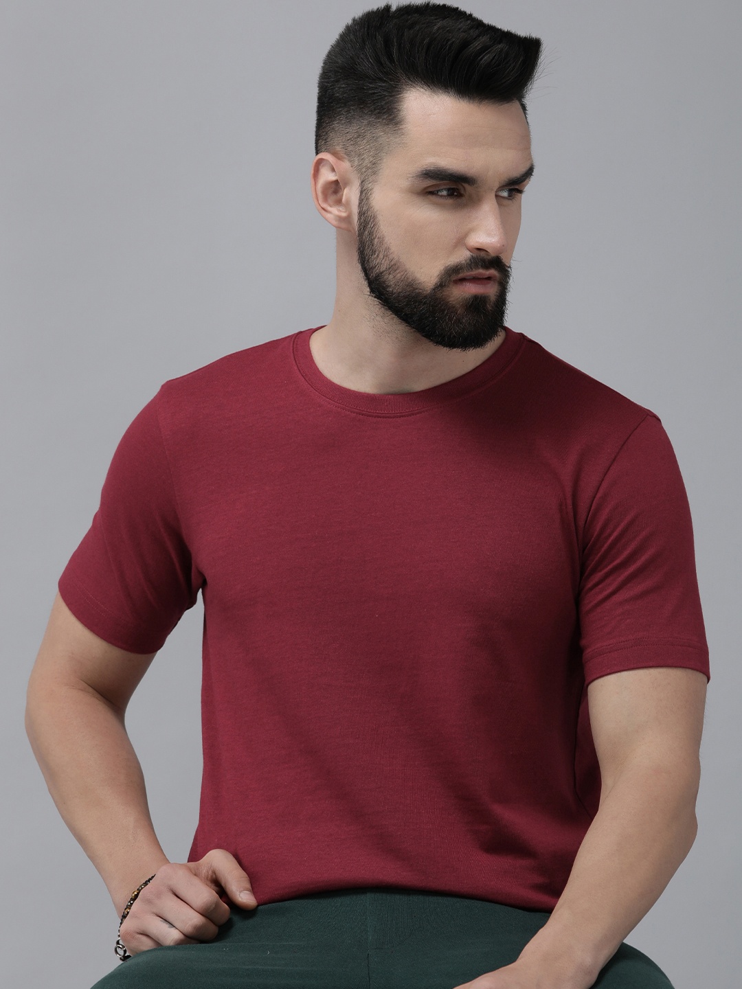 

Roadster Men Short Sleeve Round Neck T-shirt, Red